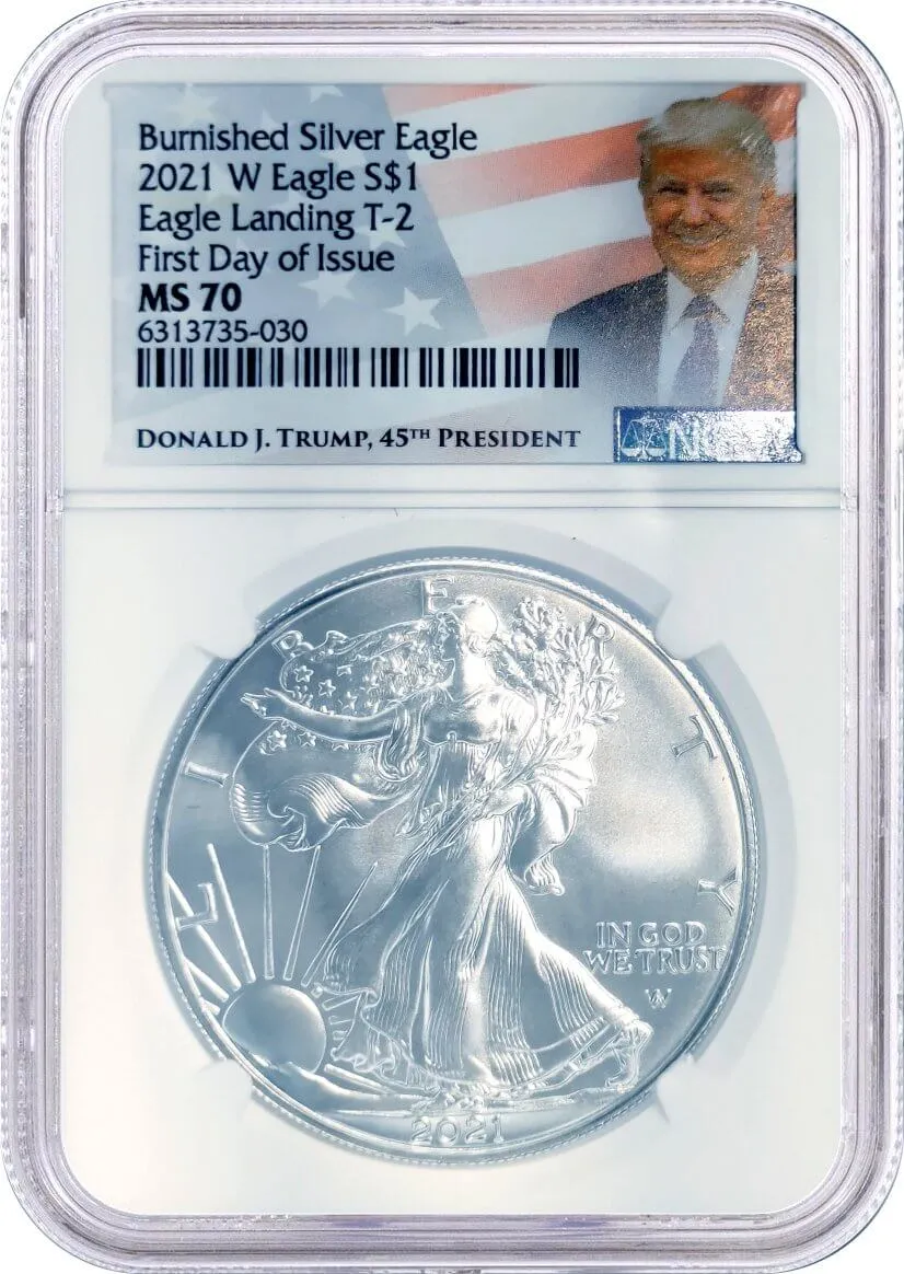 2021 W $1 Burnished Silver Eagle Type 2 NGC MS70 First Day of