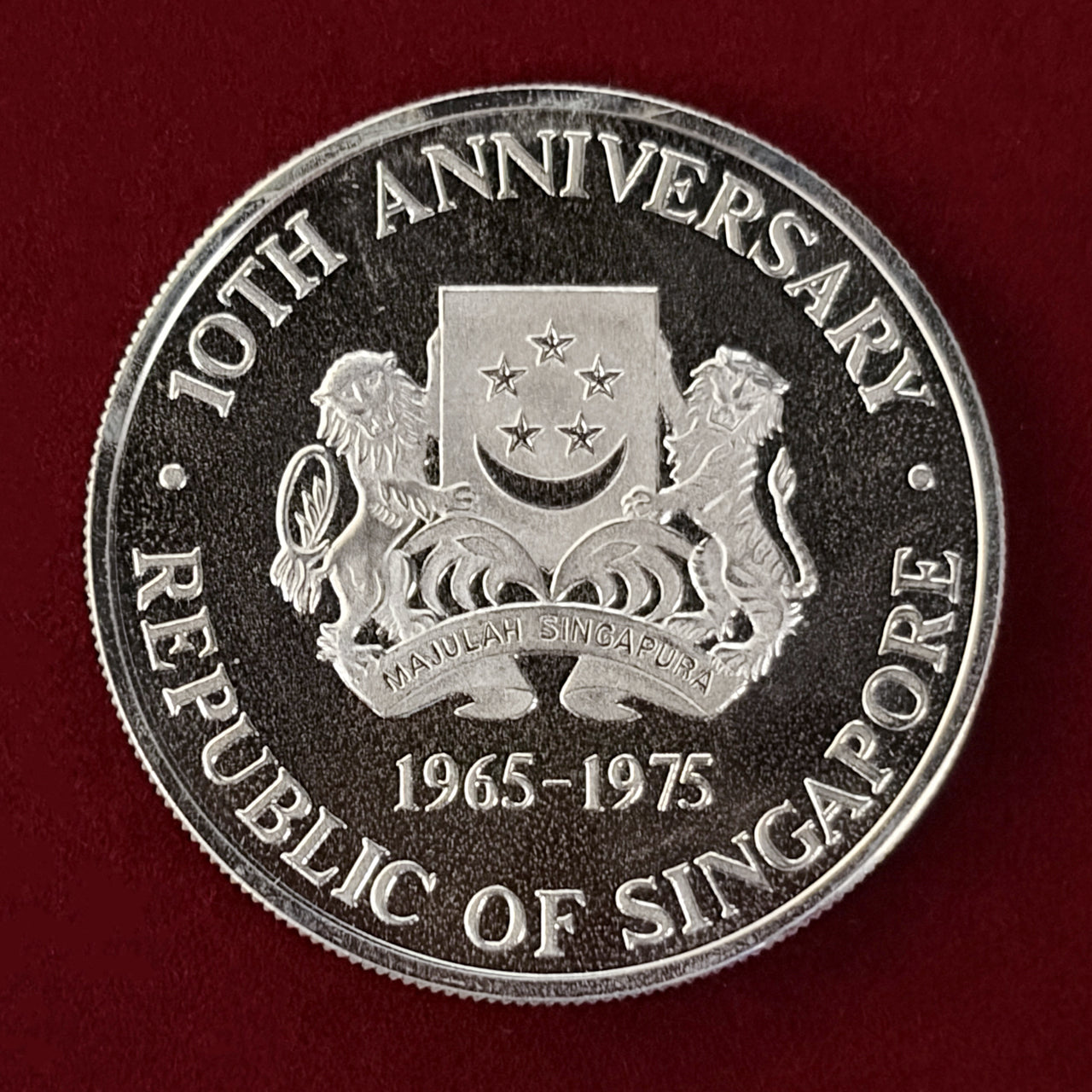 シンガポール】独立10周年記念 10ドル 銀貨 1975［B-0000632