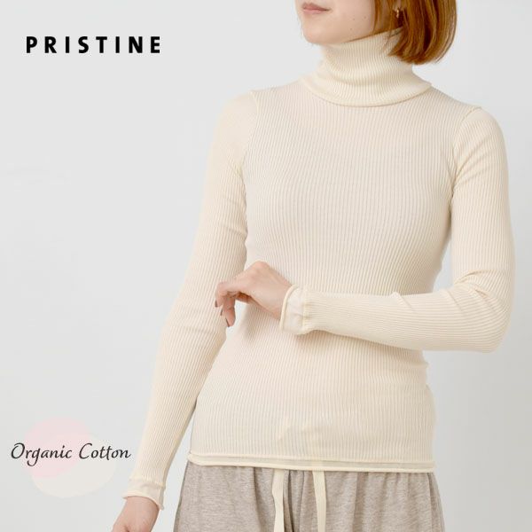 オーガニックコットン チューブテレコクルーネック(長袖) ナチュラル M