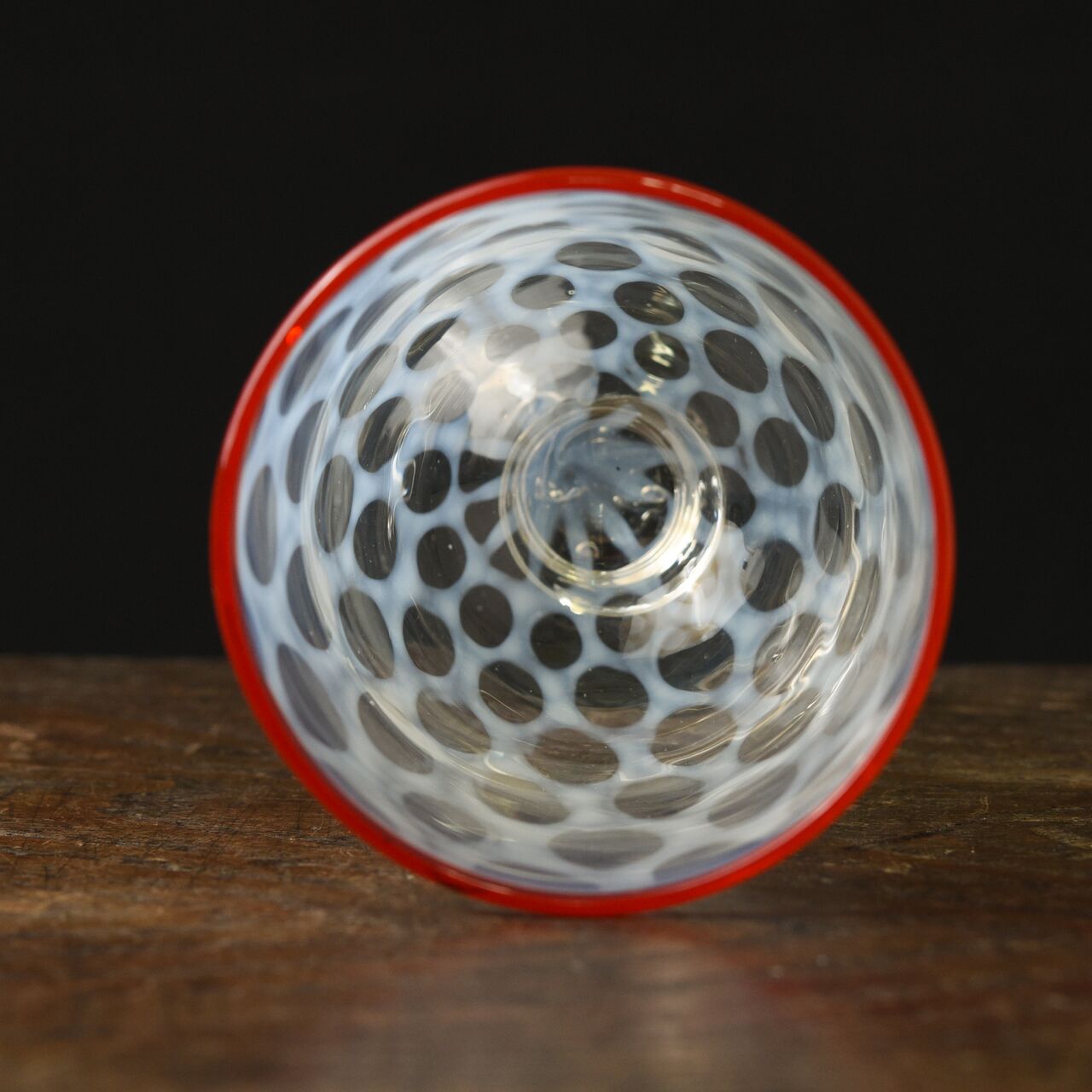 ガラス :: 水玉文赤縁なつめ形氷コップ | COTTOU.JP 骨董の通販