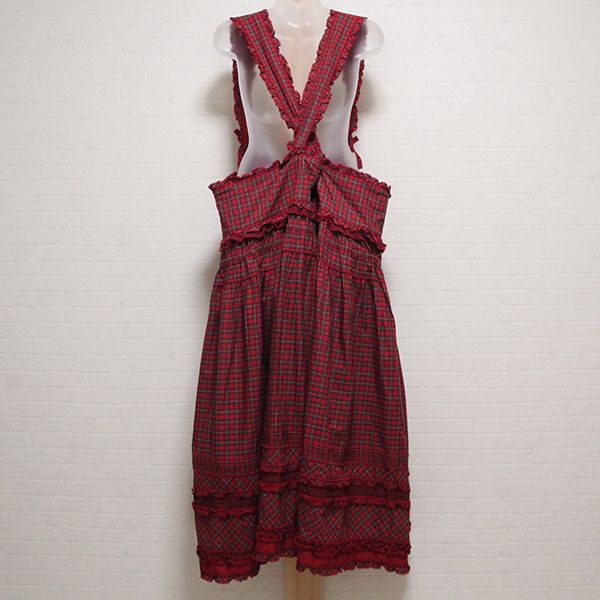 赤タータンチェック刺繍吊スカート - ピンクハウス通販｜リサイクル