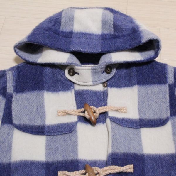 青系ブロックチェックダッフルコートサガラワッペン付き - ピンク