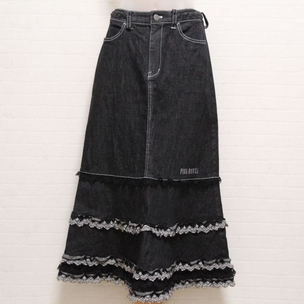 黒レース使いデニムジャケット&スカート - ピンクハウス通販