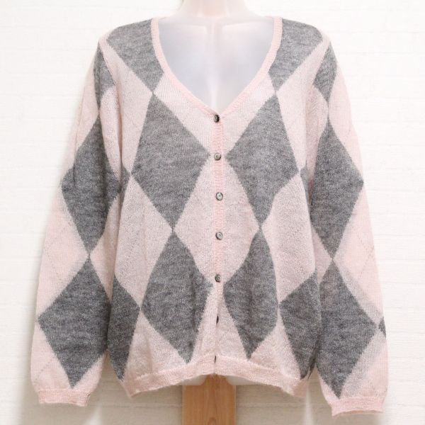 ピンク×グレーアーガイルモヘアカーディガン【11号】 - ピンクハウス