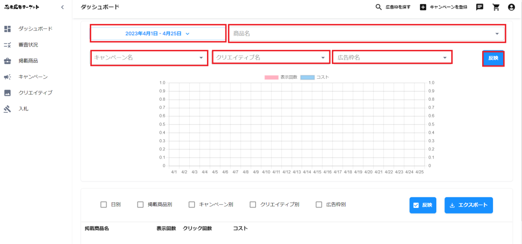 広告主様向け｜レポート確認方法【忍者広告マーケット】 ｜ヘルプ