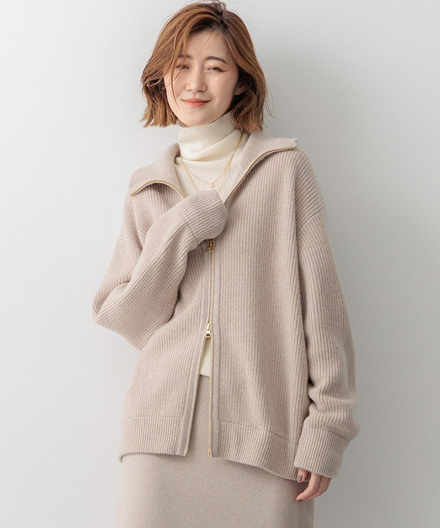 洗える】カシミヤブレンド ジップアップ ニットブルゾン / 23区