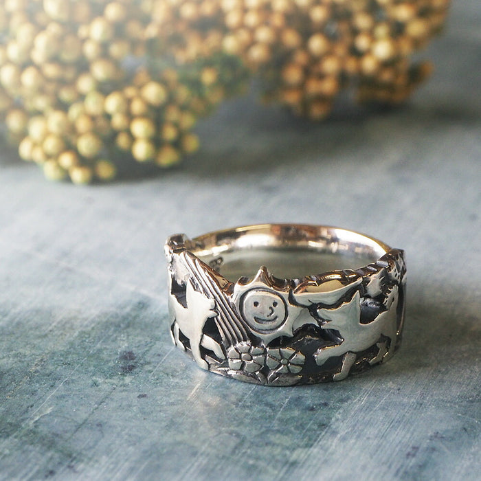 moge（モゲ） 手作りシルバーアクセサリー 太陽と虹とワンコ シルバー