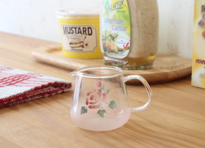 マニーローズ ガラス ミルクピッチャー － フレンチカントリーのバラ柄