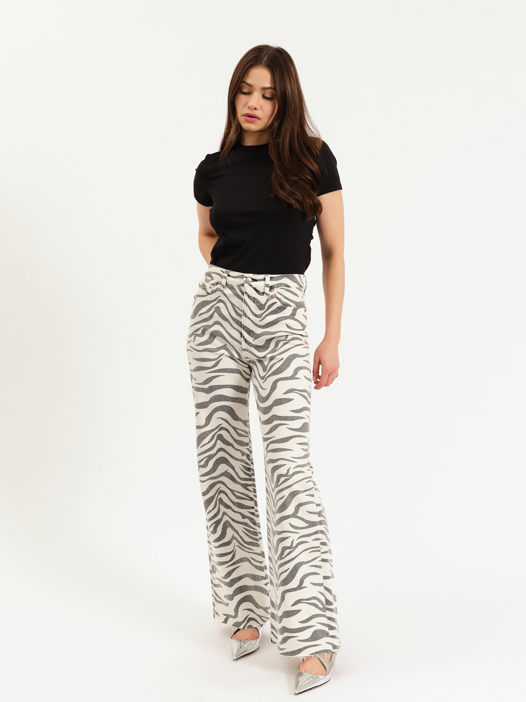 Far Out High Rise Wide in Zebra – Daze Denim