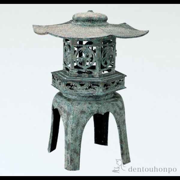 送料無料】 銅製 六角雪見燈籠 青銅色 23号 / 灯篭 灯ろう 燈籠 とう