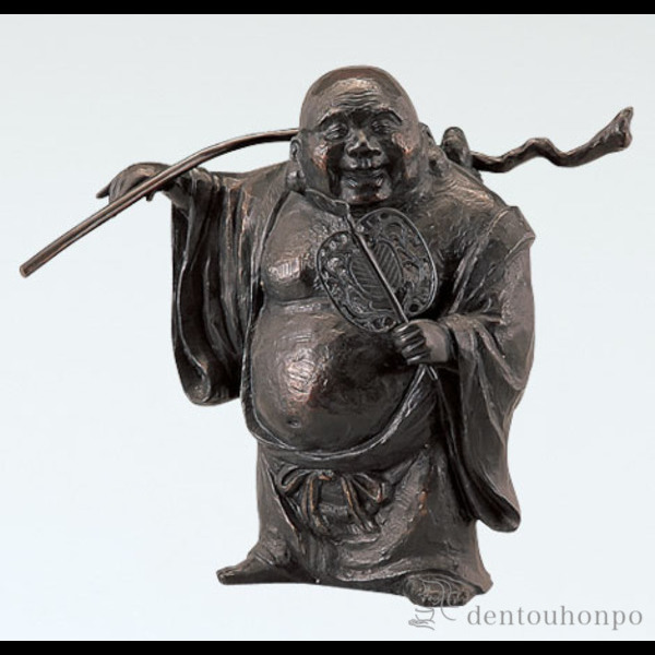送料無料】 銅製 木彫風 布袋 / 恵比寿 大黒 宝船 置物 幸運 高岡銅器