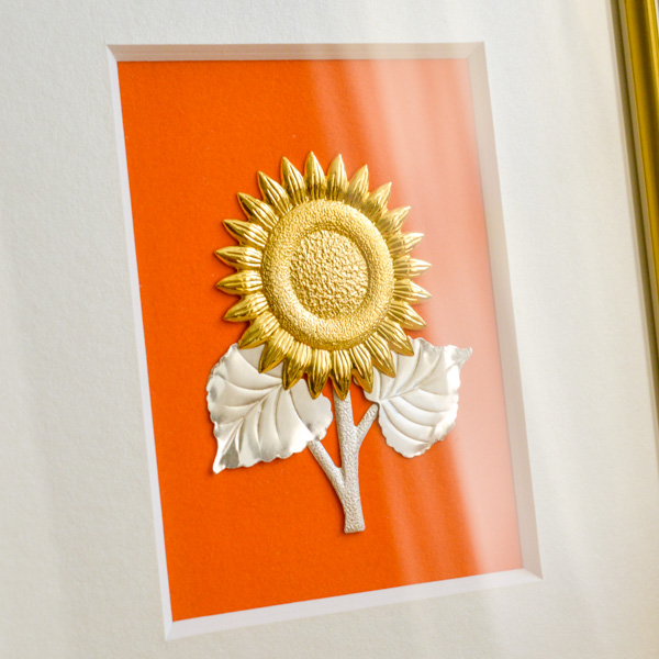 送料無料】 純銀製 アートレリーフ ヒマワリ 3号 / 額縁 飾り