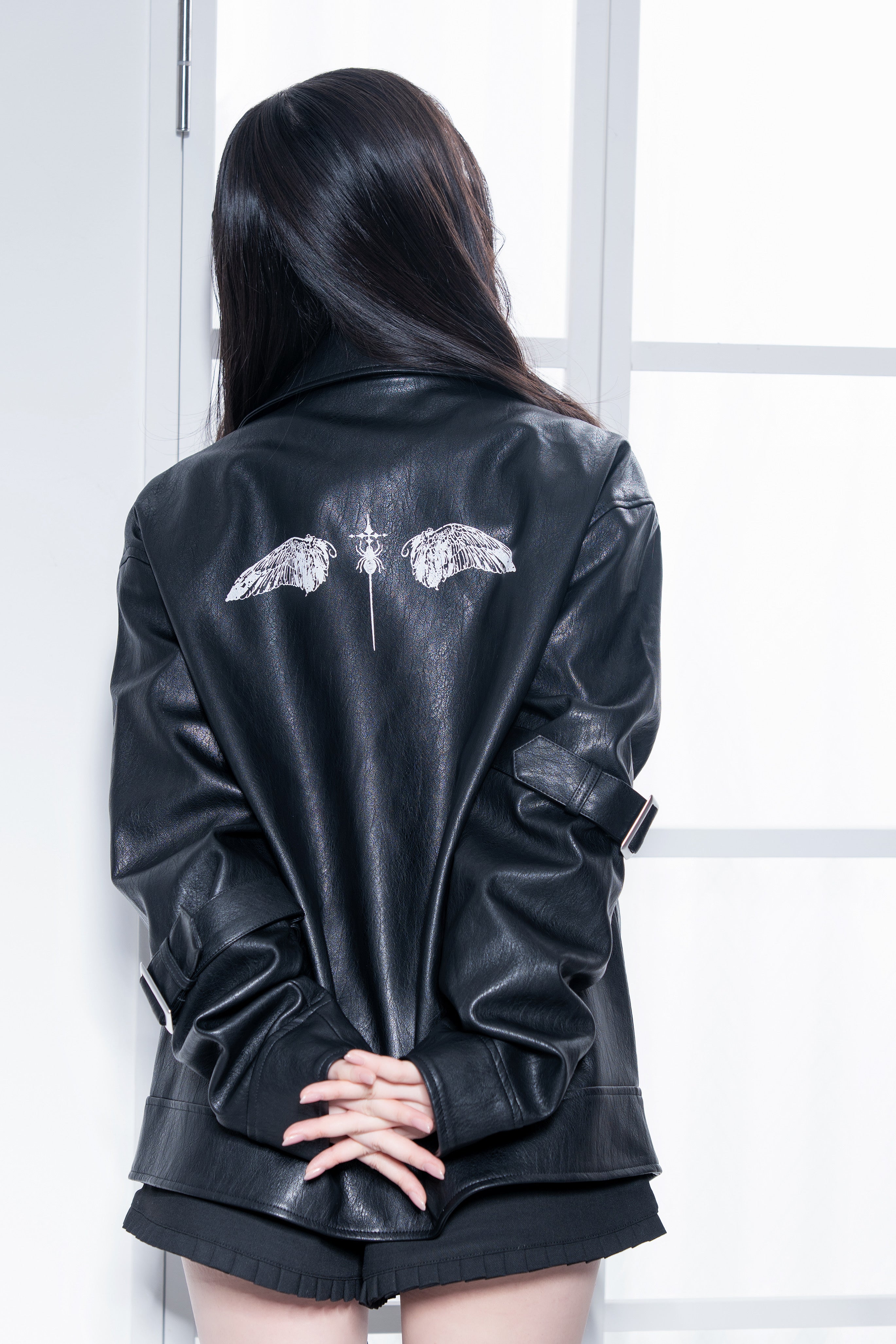 gibous×dependoll wolf snake leather jacket