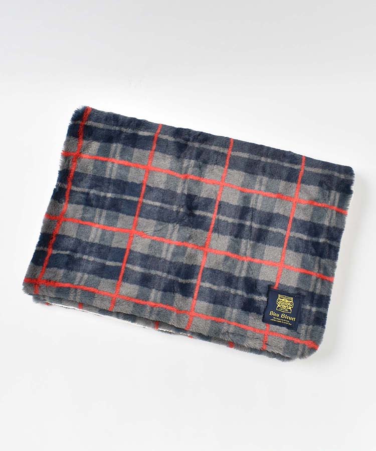 チェック柄エコファー裏ボアブランケット | Bleu Bleuet（ブルー