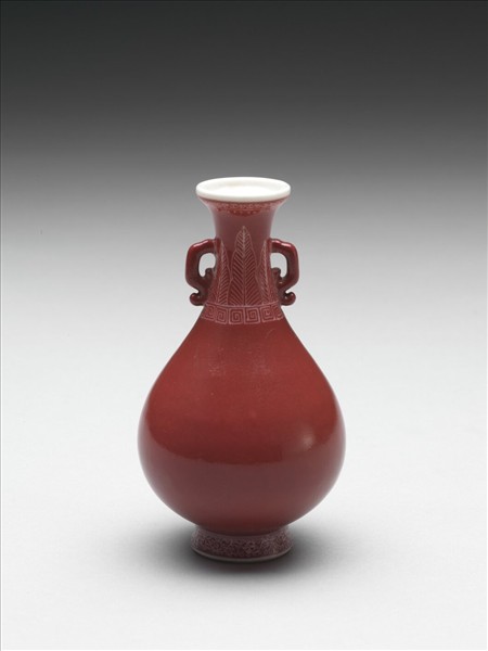 霽紅釉雙耳瓶- 故宮