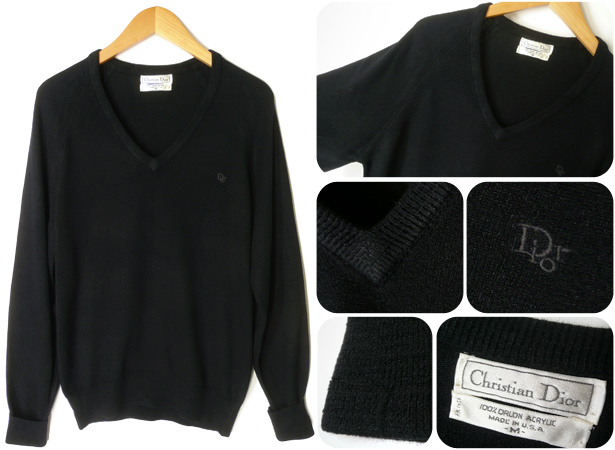 Diorクリスチャンディオール黒Vネックセーター - 古着屋 どろんこ