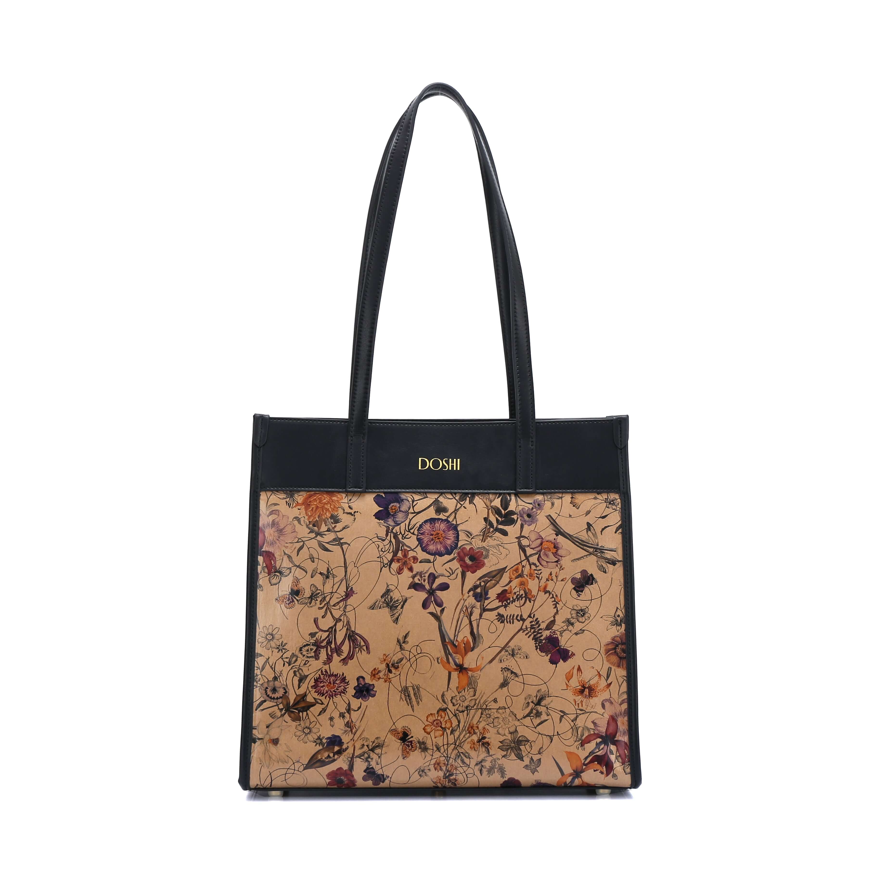 Portrait Tote Bags 2 Floral Kraft Paper Vegan Tote | Doshi