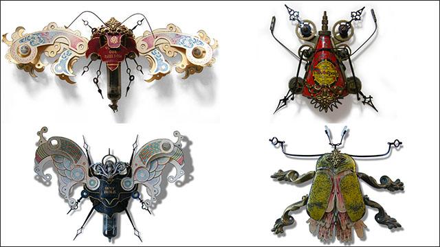 ゴミから作られたスチームパンク風の昆虫アート「The Litter Bug」 - DNA