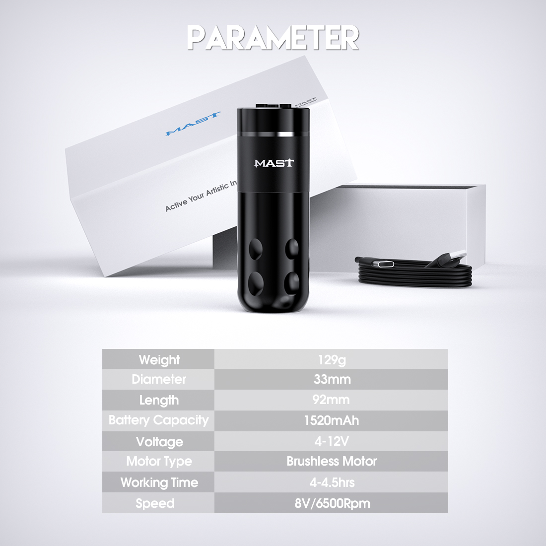 Tattoo Kit | Mast Rider Pro Rotary Tattoo Machine Wireless