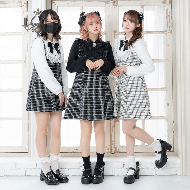 ヨークレースリボンツイードワンピース – レディースファッション通販