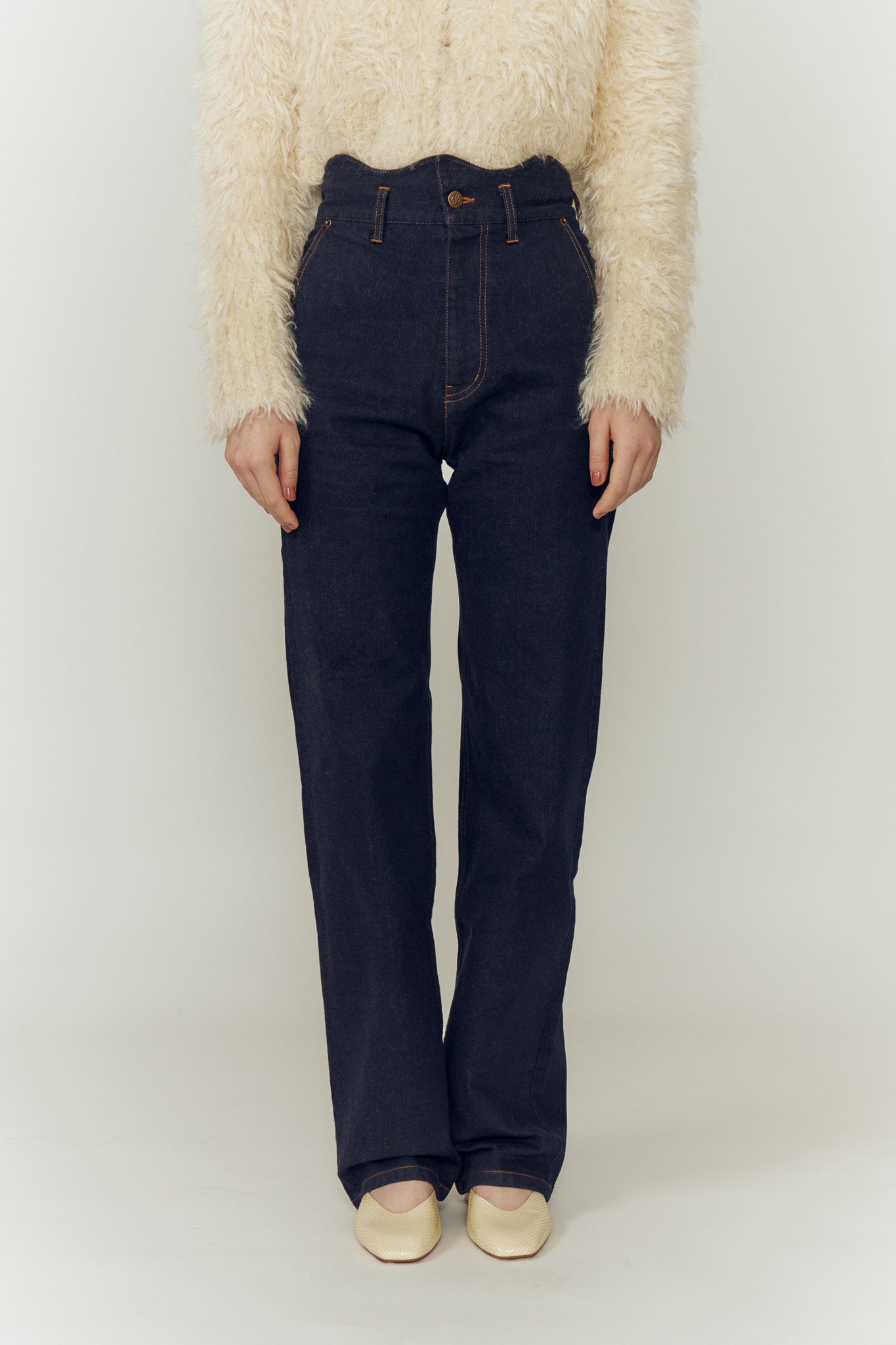 WAVE DESIGN HIGH WAIST DENIM