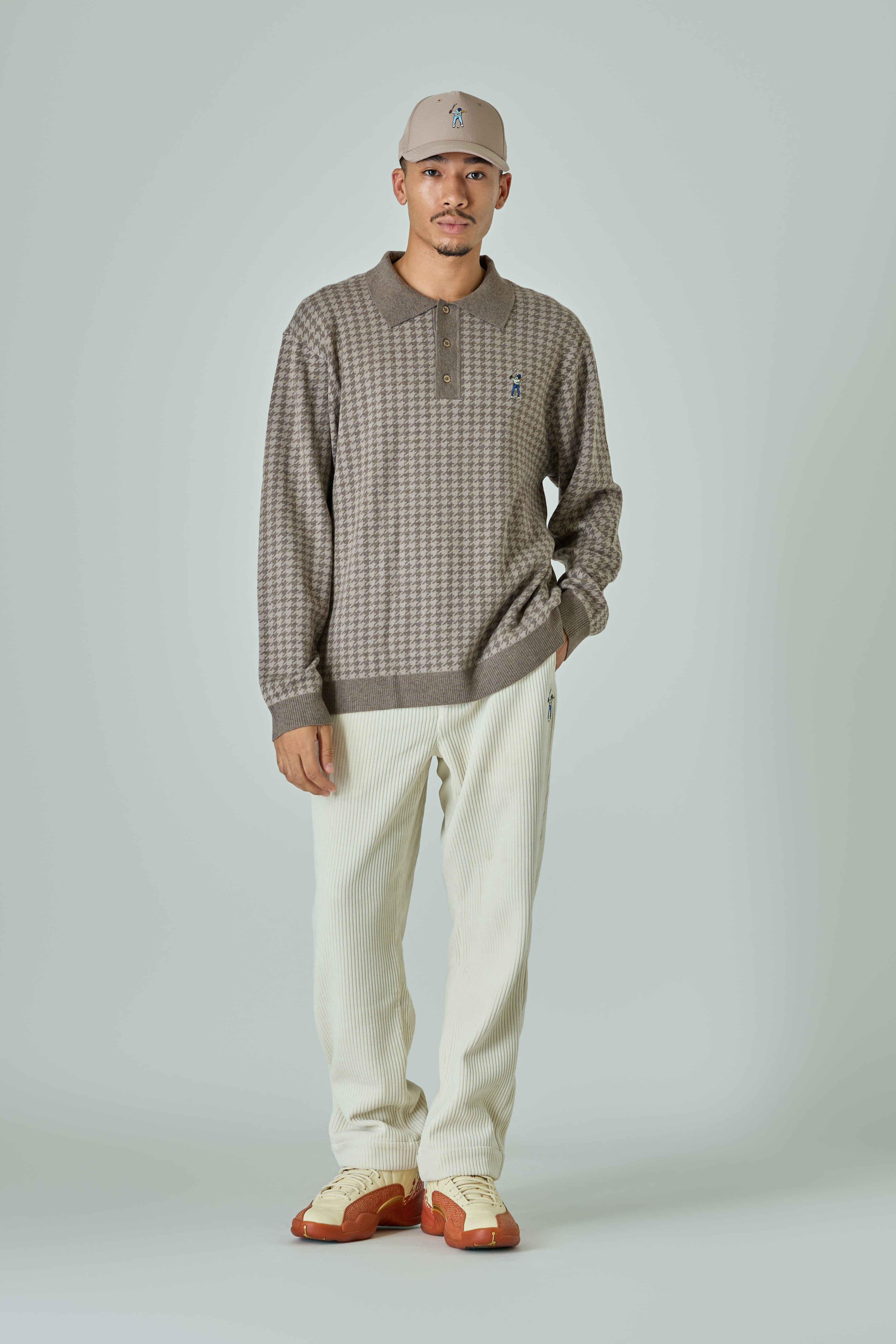 L/S HOUNDSTOOTH SWEATER POLO / 千鳥柄スエットポロ – Eastside Golf