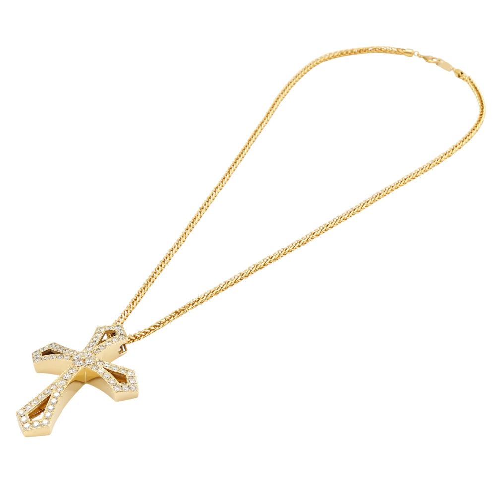 K18イエローゴールド ダイヤモンド クロス ネックレス J424575 | ユキ