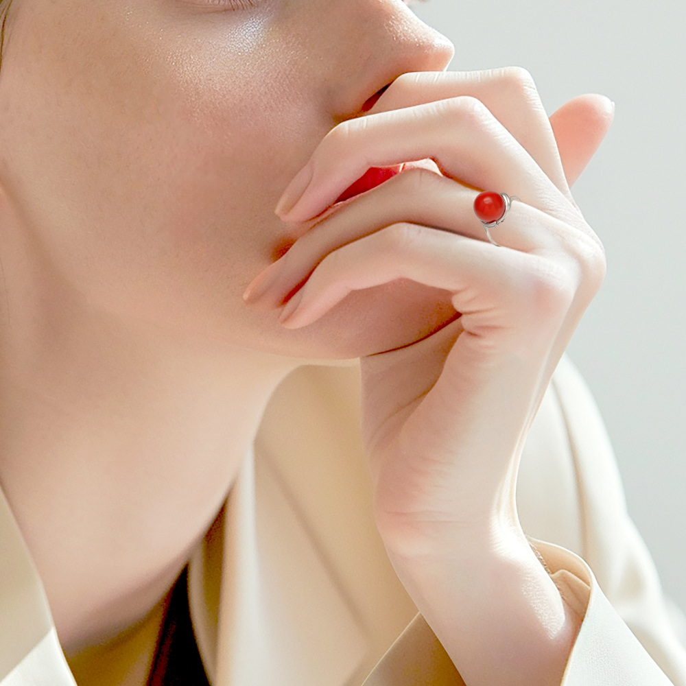 プラチナ900 サンゴ リング J212770 | ユキザキセレクトジュエリー