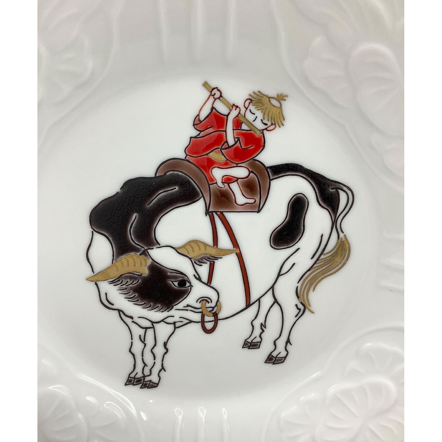 九谷焼 (クタニヤキ) 今九谷騎牛飾り皿 中村元風作 本体のみ