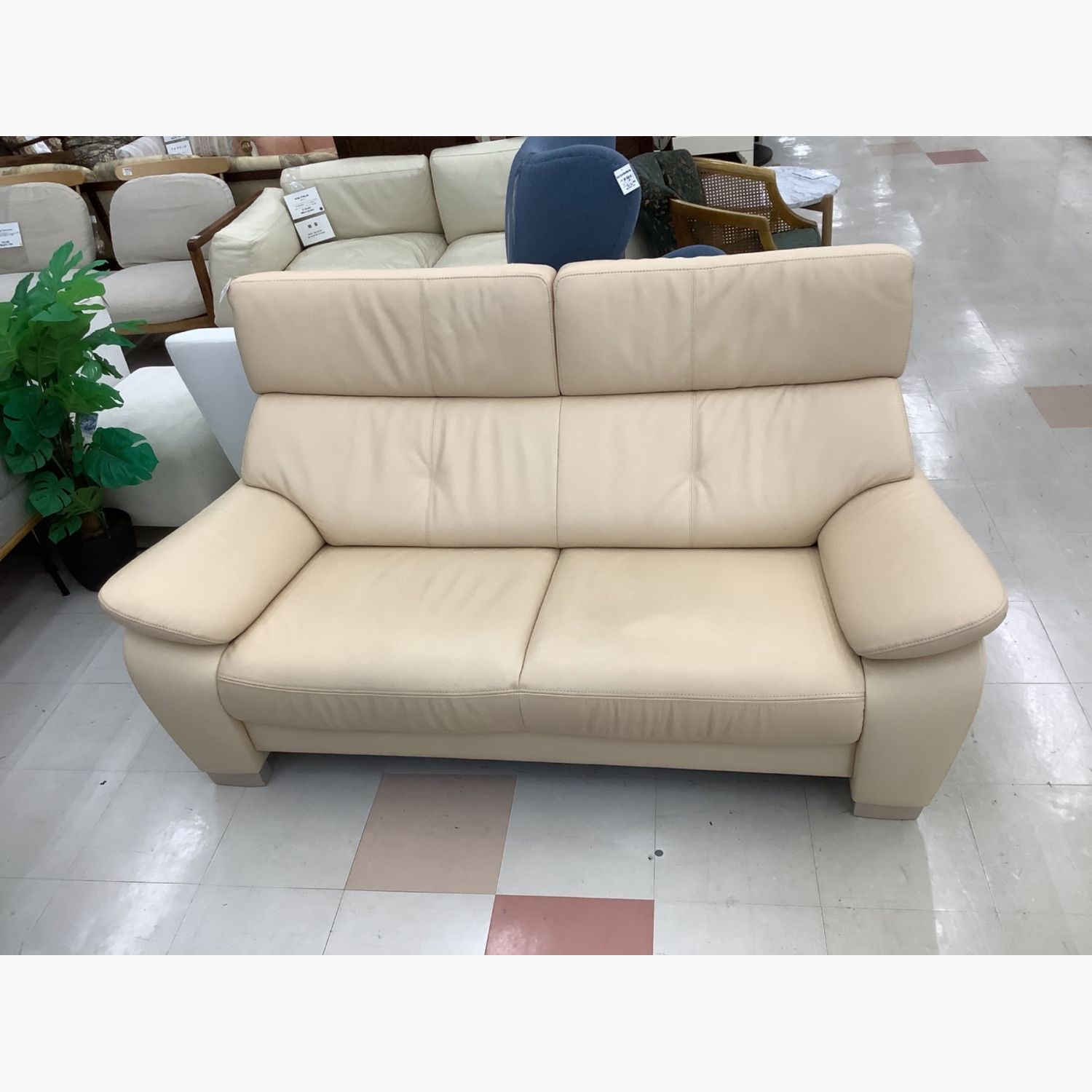 karimoku (カリモク) 2人掛けソファー ベージュ ハイバック ZW7312Y325