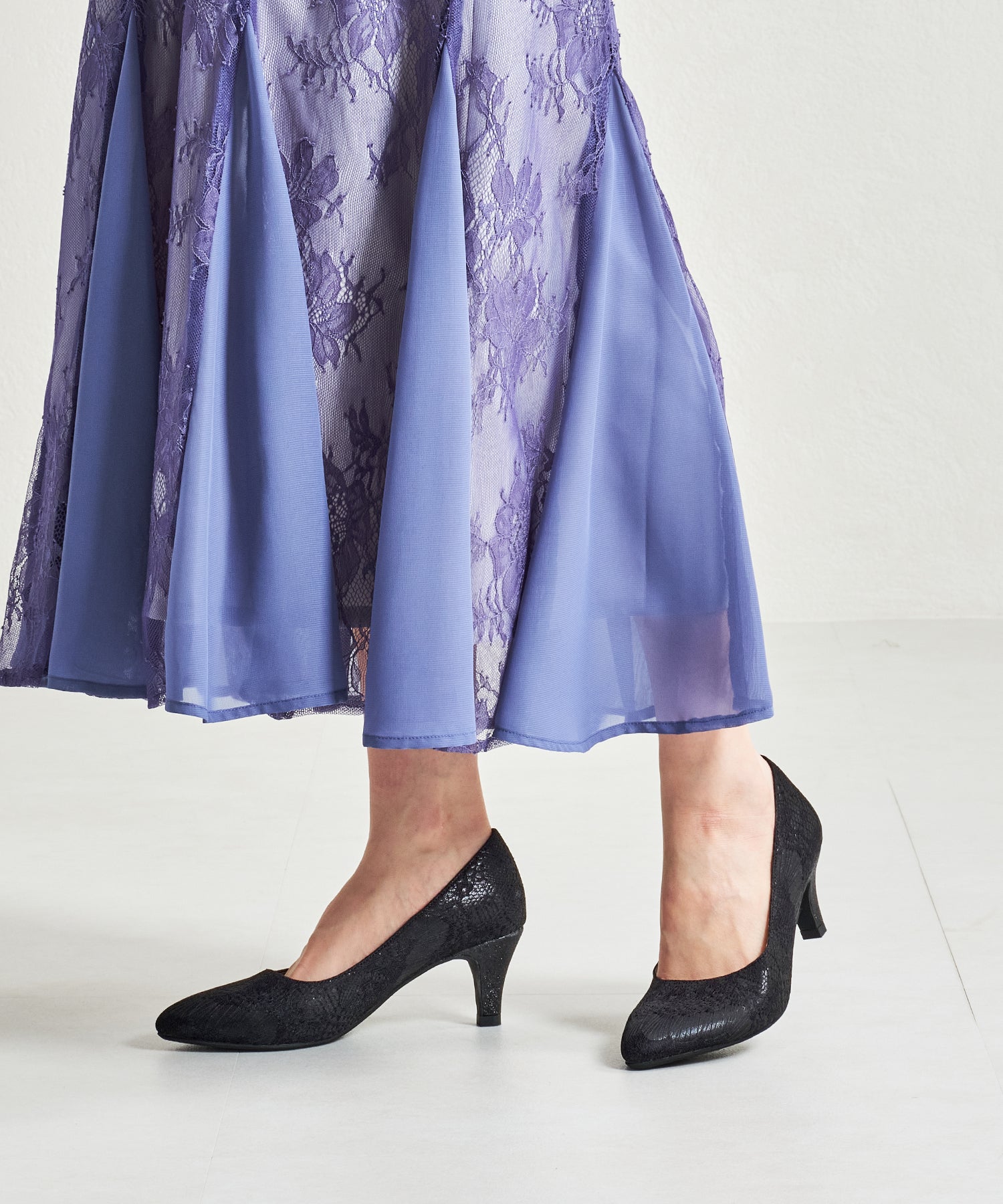 グリッターヒールレースパンプス/MOR108【結婚式/オケージョン