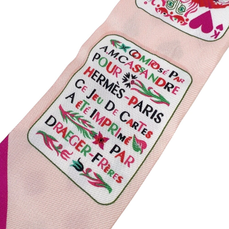 エルメス HERMES ツイリー トランプ JEU DE CARTES ピンク シルク