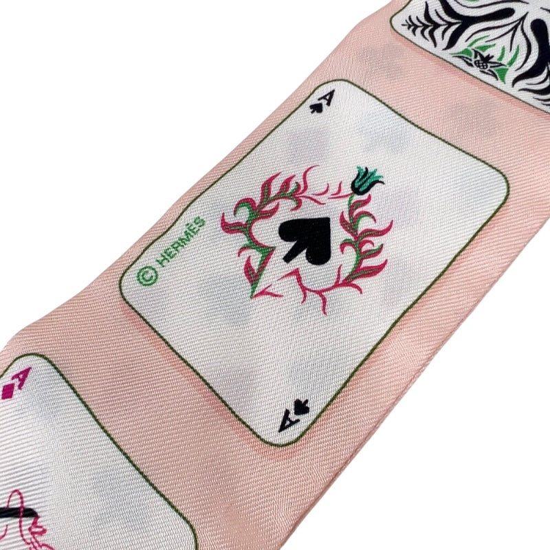 エルメス HERMES ツイリー トランプ JEU DE CARTES ピンク シルク