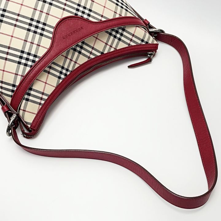 BURBERRY バーバリー ノバチェック レッド ワンショルダーバッグ