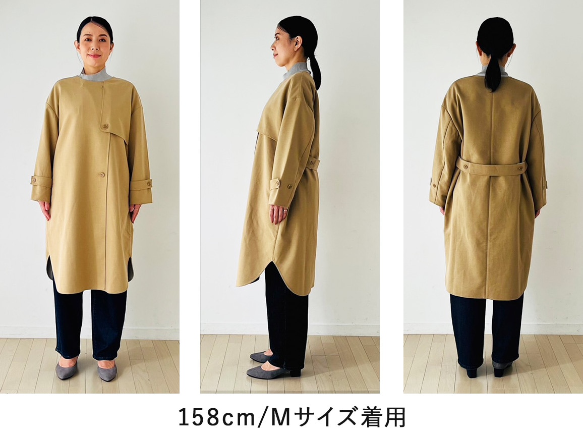 ノーカラートレンチダブルフェイスコート(01_S 74_キャメルベージュ