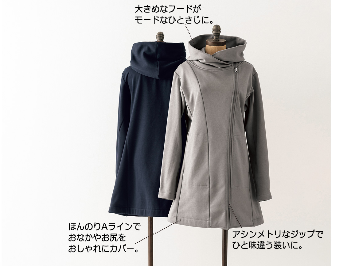 ミチコロンドンコシノ・フードデザイン裏起毛ジャケット(01_S 04_