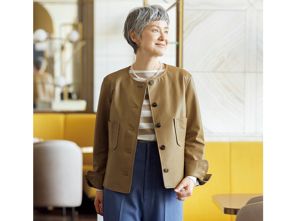 49AV．ジュンコシマダ・ノーカラーシープレザージャケット(36_36