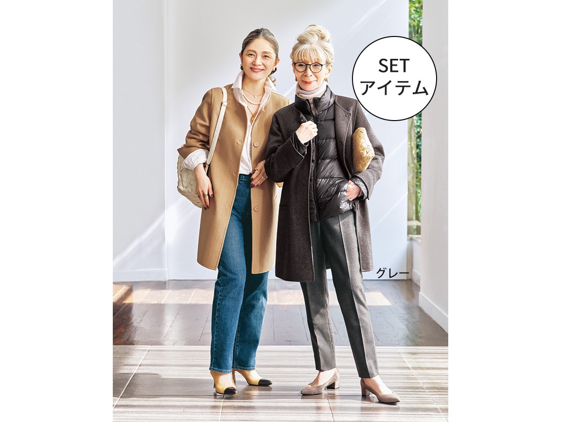 インナーダウンつきウールリバーコートセット(03_L 24_ベージュ