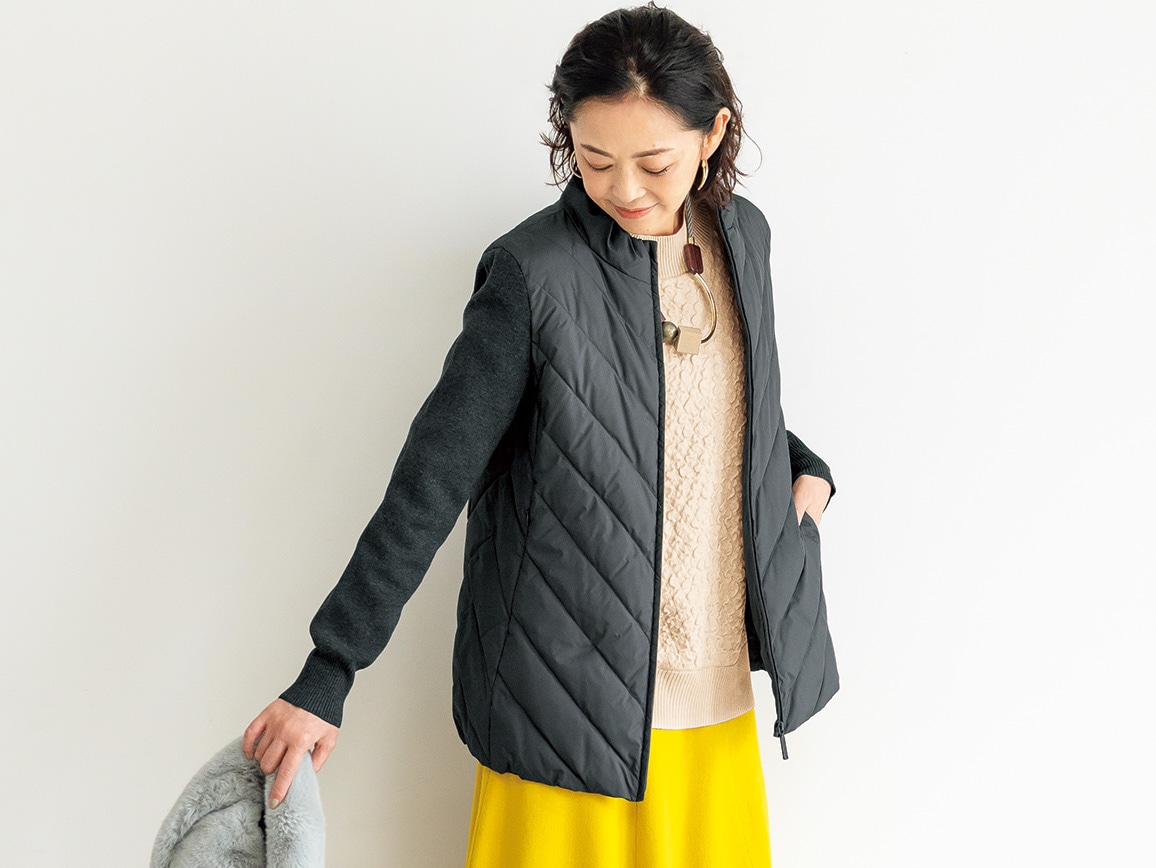 ニット袖ドッキングダウンジャケット(02_M 23_キャメル): ｜ カタログ