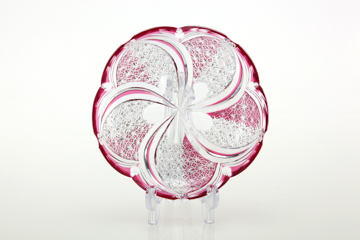 江戸切子 D001飾り皿・桜1個 | 江戸切子.jp