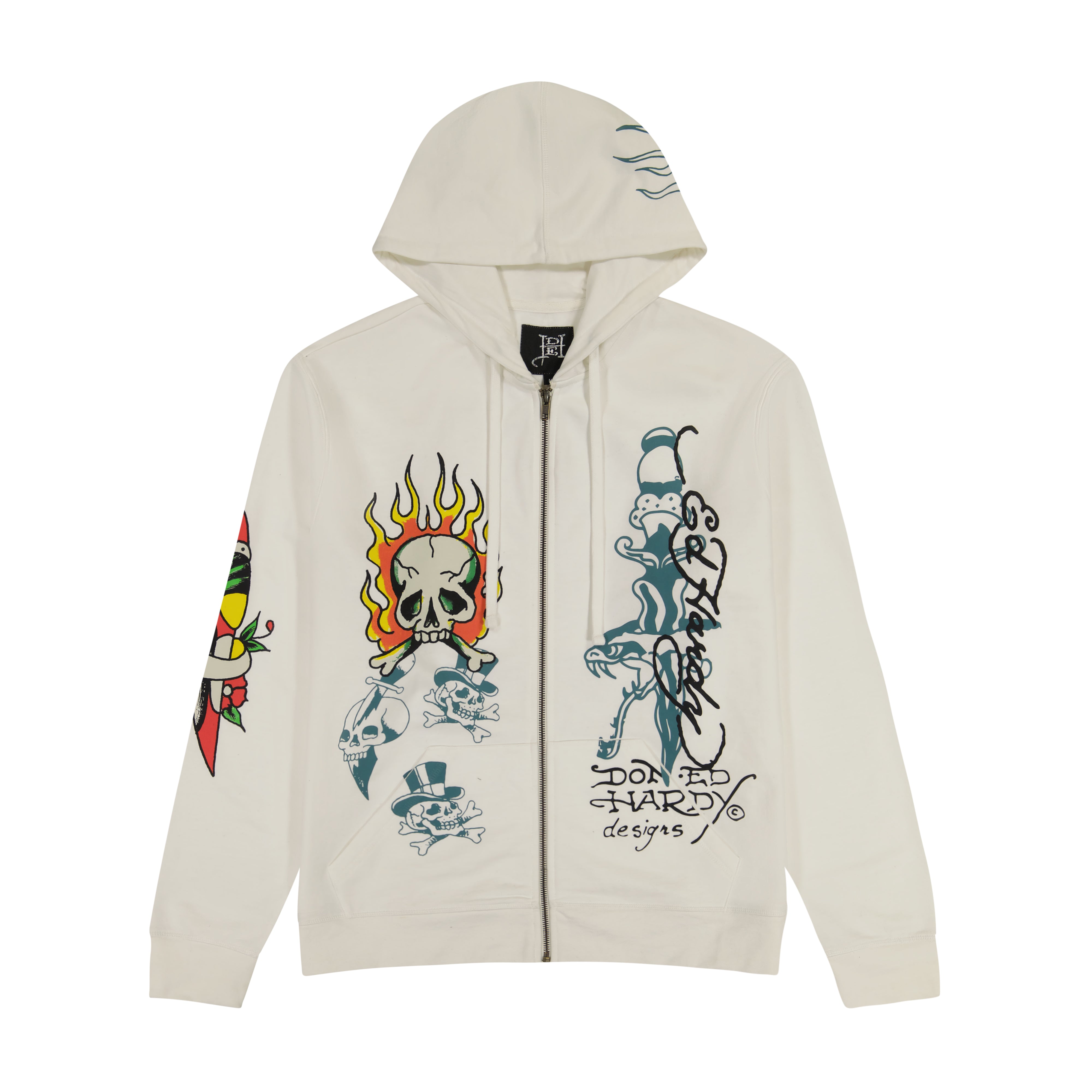 Flame Skull Hoodie - Ivory