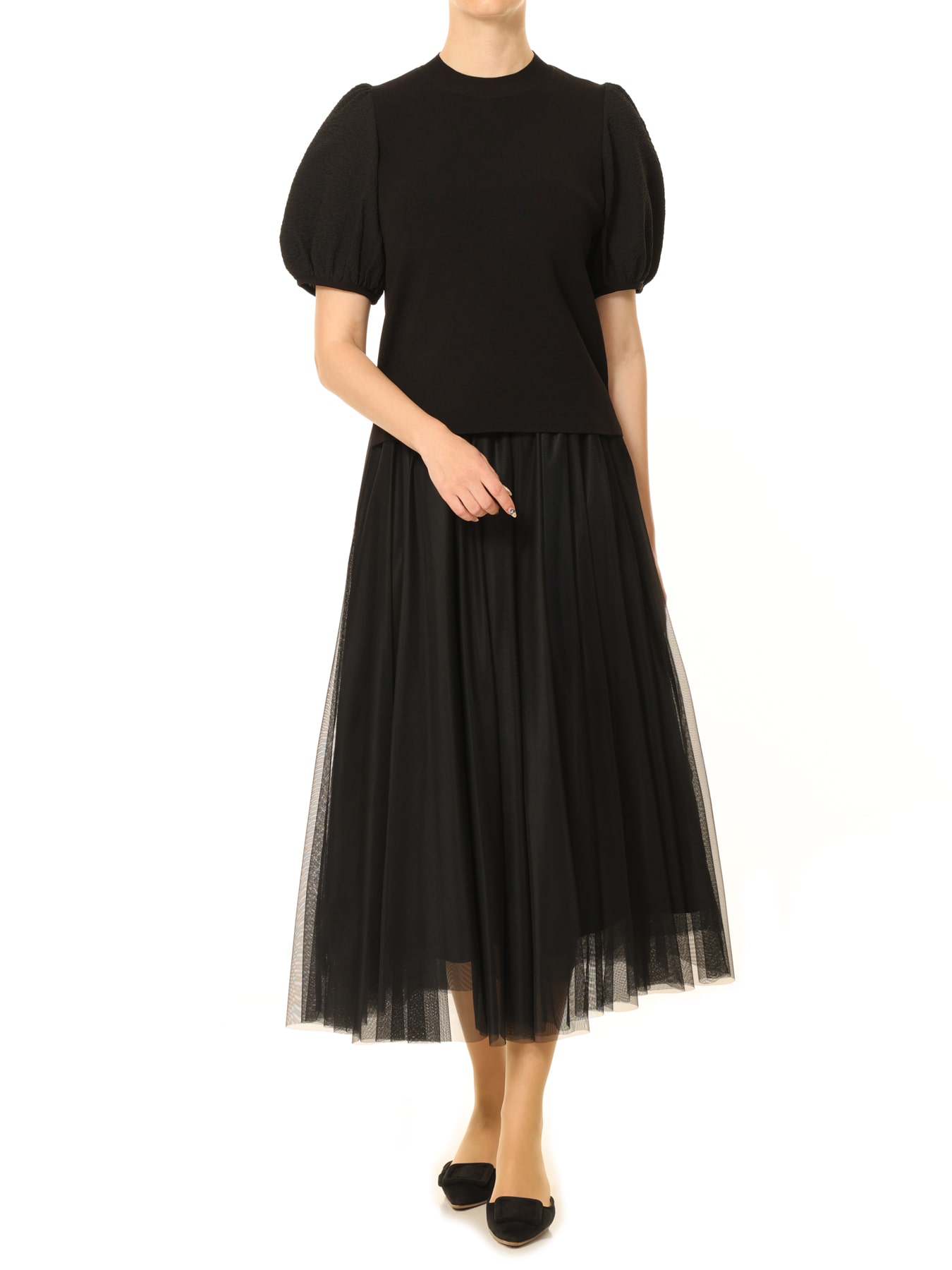 異素材切替ボリュームパフスリーブニット: AVENIRETOILE公式通販