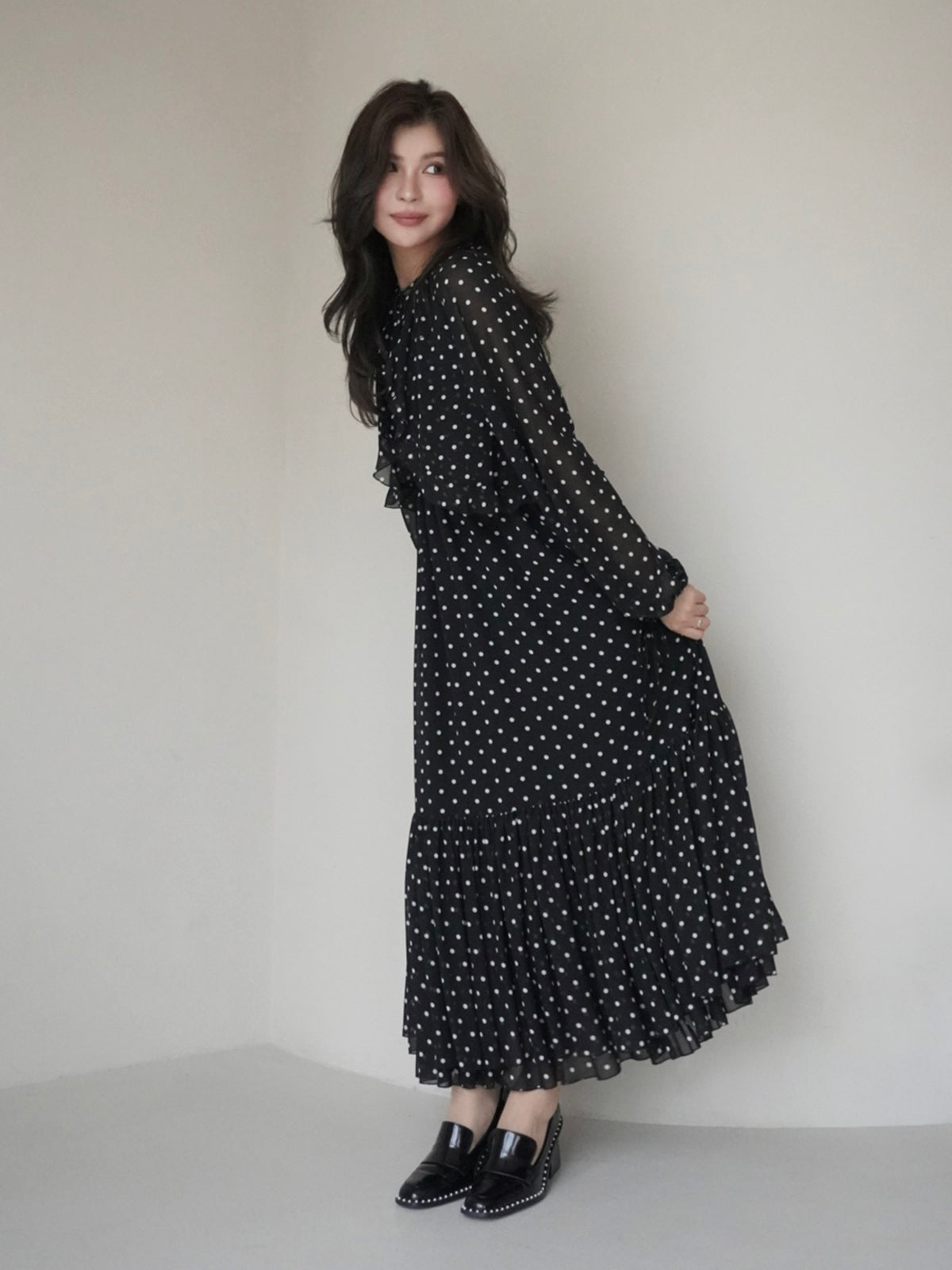 ドットギャザーフリルワンピース