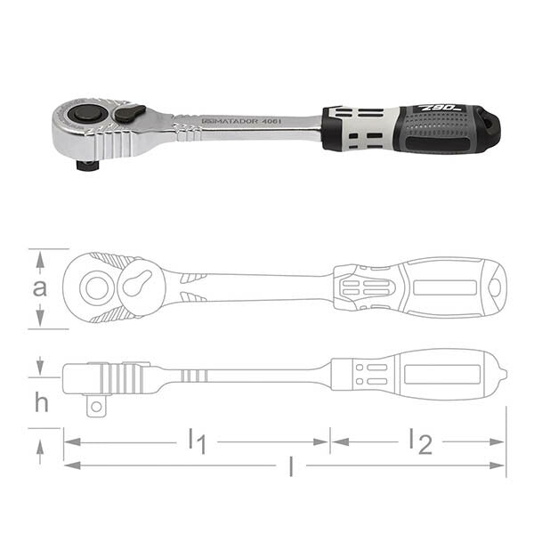 日本正規品 マタドール (1/2SQ)Z90ストラップ穴付ラチェットハンドル