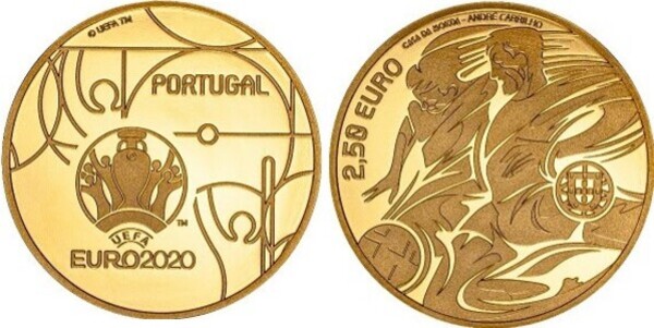 2½ Euros (UEFA EURO 2020; Gold) - Portugal – Numista