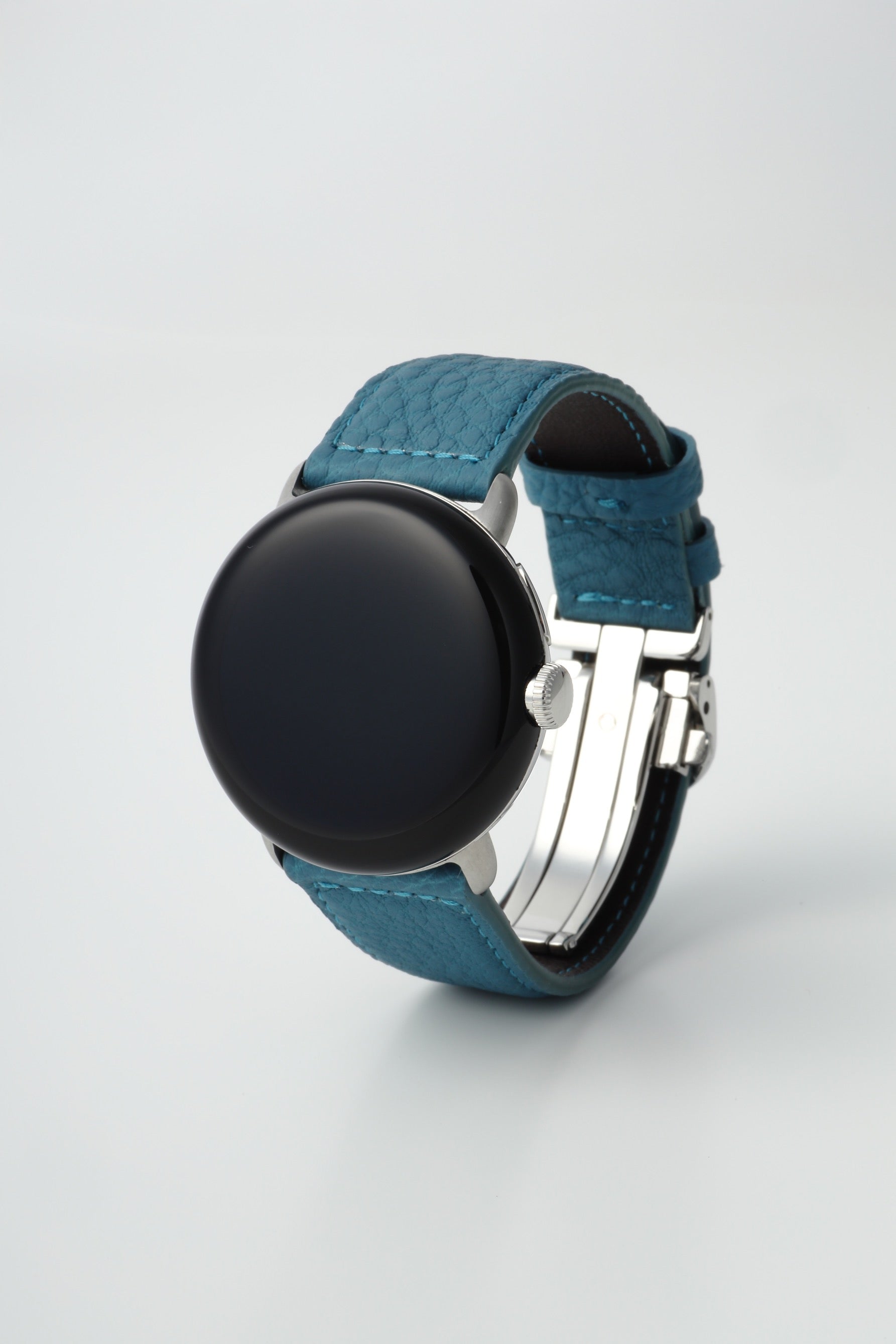 Google Pixel Watch用レザーバンド / シルバーメタル グーグルピクセル