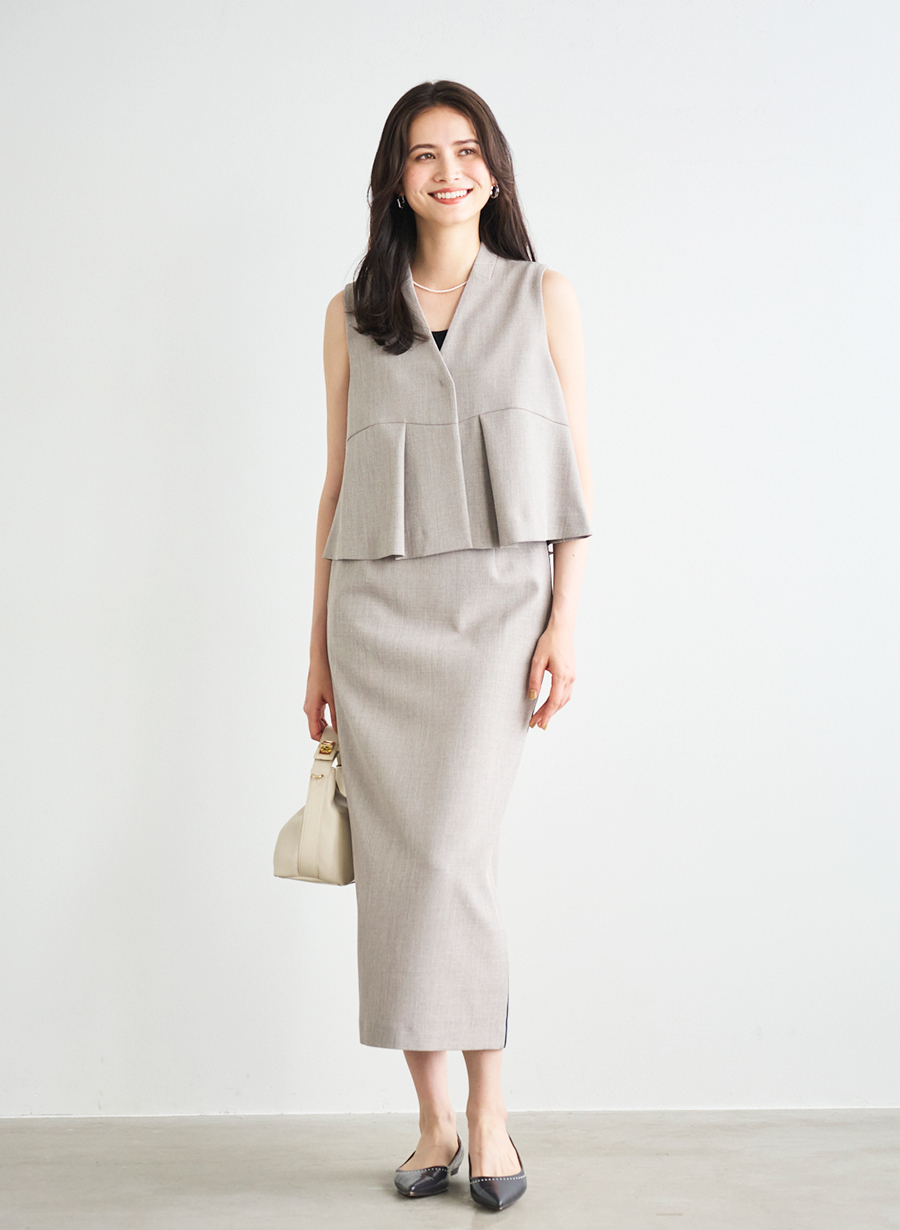 ラインアクセントタイトスカート/セットアップ可｜LOUNIE（ルーニィ