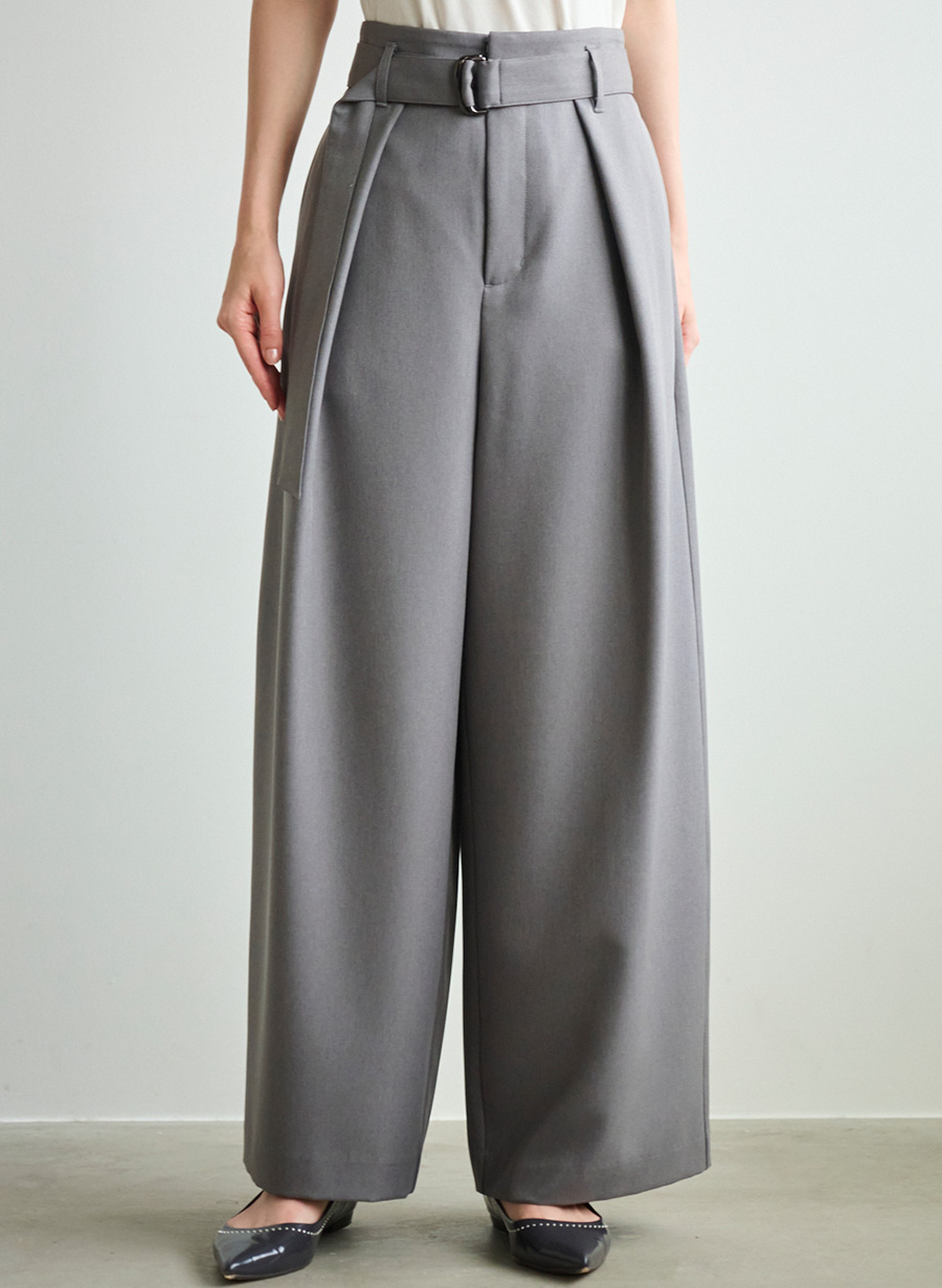 吉田理紗さんコラボ】ベルト付きタックワイドパンツ｜LOUNIE（ルーニィ