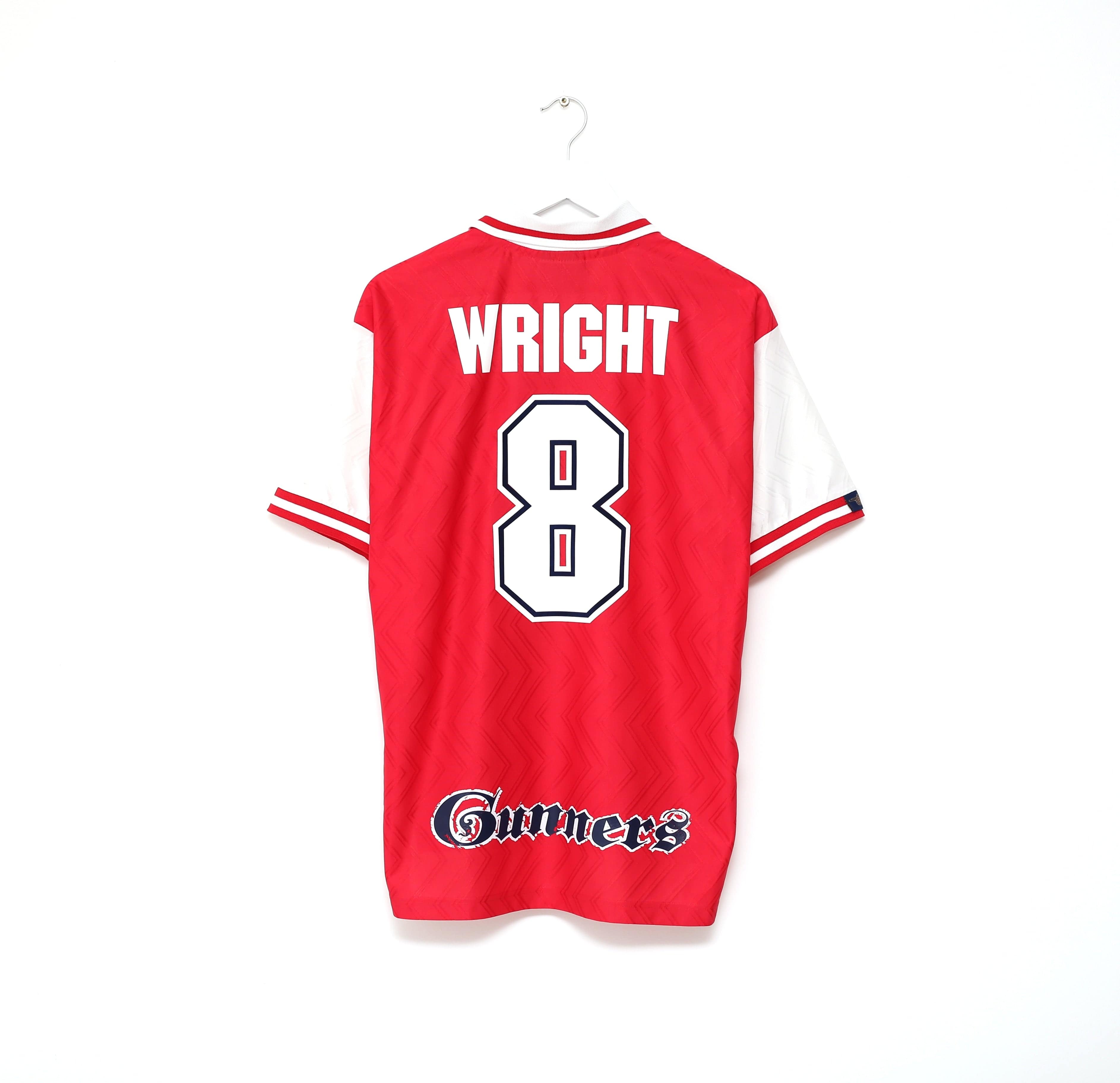 1996/98 WRIGHT #8 Arsenal Vintage adidas Home Football Shirt (L
