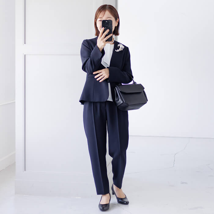 cahoさんコラボ｜小柄さん向けネイビーパンツセットアップ 5号